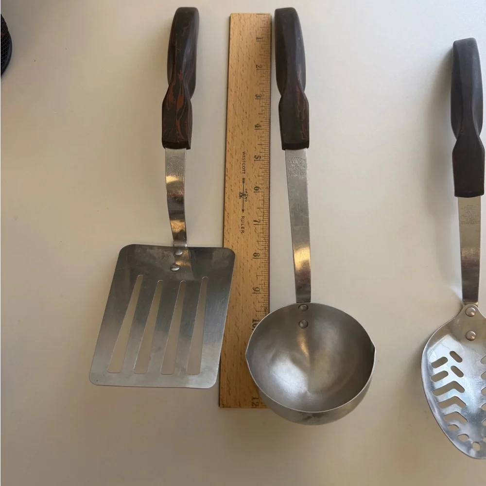 Cutco 4 Piece Vintage Serving Utensils Wood Handle Stainless Steel - Picture 8 of 12